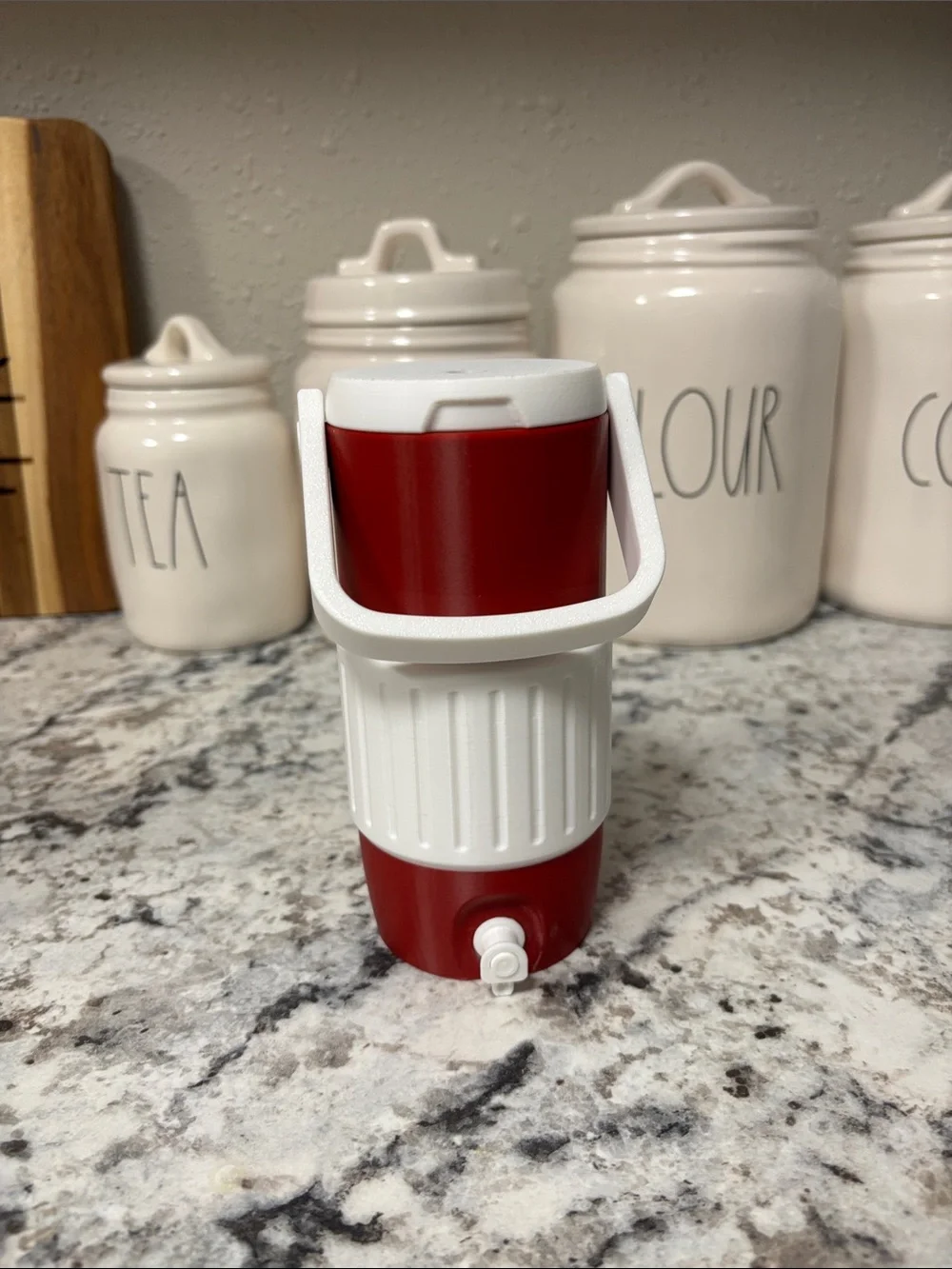 3D PRINTED - Red and White Portable Water Dispenser Design Tall Can Holder